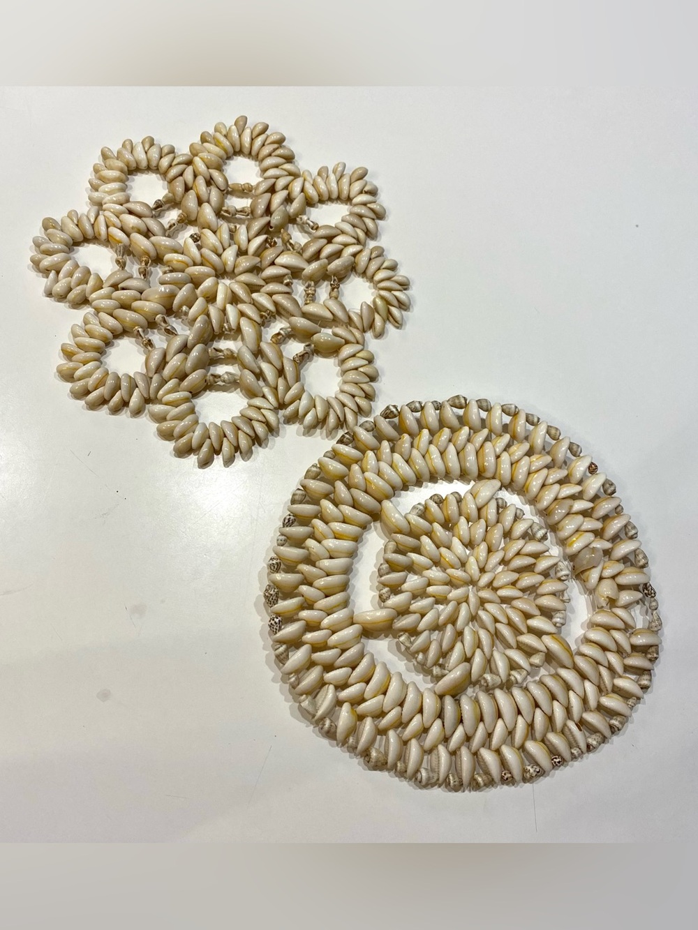 Vintage Puka Cowrie Shell Trivets Set of 2